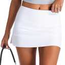 Women's Mid Waisted Stretchy Slit Hem Bodycon Mini Skirts with Shorts Underneath (Medium, White)