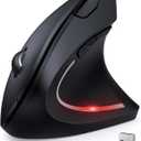 TECKNET Ergonomic Mouse, 4800 DPI Wireless Vertical Mouse with 5 Adjustable DPI Levels, 2.4GHz Optical Carpal Tunnel Mouse, 6 Buttons Wireless Mouse for Laptop, Desktop, PC, MacBook (Deep Black)