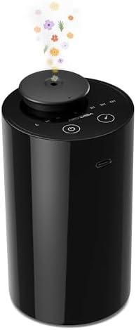 Airversa Waterless Diffuser for Essential Oil, Battery Operated Nebulizer, 0.7 Fl.Oz./ 20mL Capacity, Mini Scent Air Machine, 3 Countdown Timers & 3 Mist Levels for Home, Room, Car, Office - AN6 Black