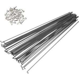 PATIKIL 14G Bicycle Spokes, Stainless Steel J Bend 2mm Mountain Bike Spokes with Brass Nipples (264mm, Black)