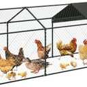 120"x40"x40" Large Chicken Coop, 3 Compartments Chicken Run with 2 Doors & Waterproof Cover, Walk in Poultry Cage for Hen, Rabbit, Duck, Goose, Black
