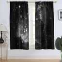 AAtter Galaxy Window Curtain Outer Space Black Star Celestial Witchy Gothic Trippy Mens Boys Anime Dark Living Room Bedroom Rod Pocket Drapes Treatment Fabric 1 Pair Home Decor, 42" W x 63" L, Cool