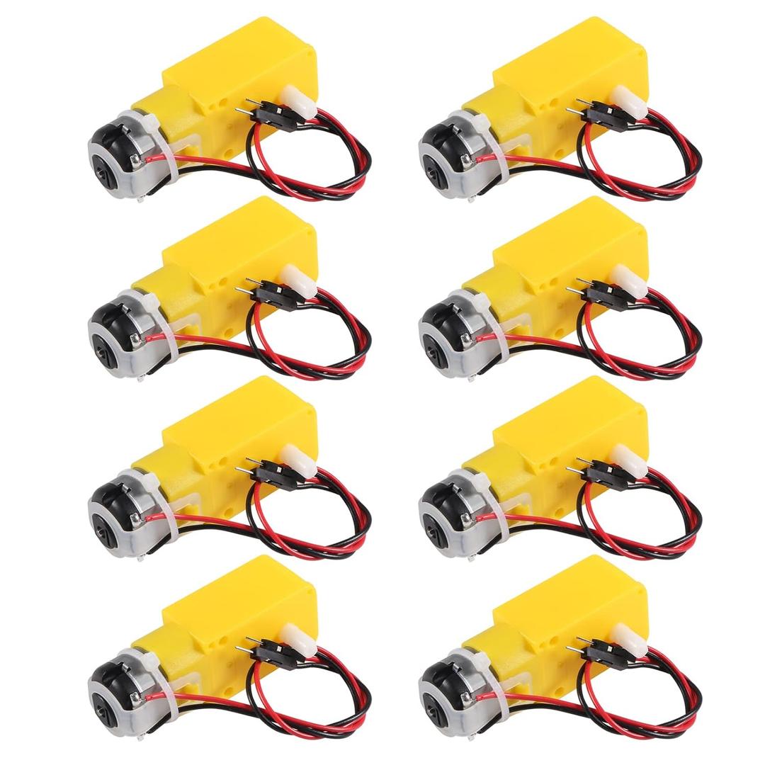 8pcs TT Motor Dual DC 3-6V Gearbox Motor 200RPM Ratio 1:48 Shaft Motor with 2.54mm Wire for Arduino DIY Smart Car Robot