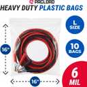 16" x 16" Large Reclosable Plastic Zip Bags, 10 Count