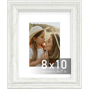 An&He 8x10 Picture Frame, Vintage Wooden Photo Frame with PS Panel for Wall or Desk Display White Wood