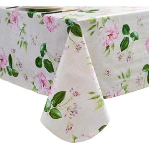 LIBERECOO Reinforced Vinyl Tablecloth with Flannel Backing Waterproof Oil-Proof Floral Plastic Table Cloth Stain-Resistant Wipeable Table Cover Not Stiff