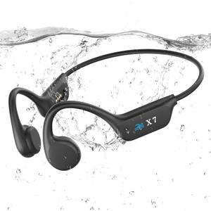 Swimming headphones-bone conduction headphones, IP68 waterproof built-in MP3 player 32G memory, underwater swimming headphone, wireless open Earphones Bluetooth 5.3, for running, cycling (black)