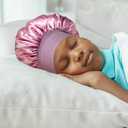 2 PCS Bonnets for Kids Baby Silk Satin Sleeping Cap Kid Bonnets Girl Curly Hair Wrap Elastic Wide Band Bonnet Sleep Cap for Child Toddler Teenager