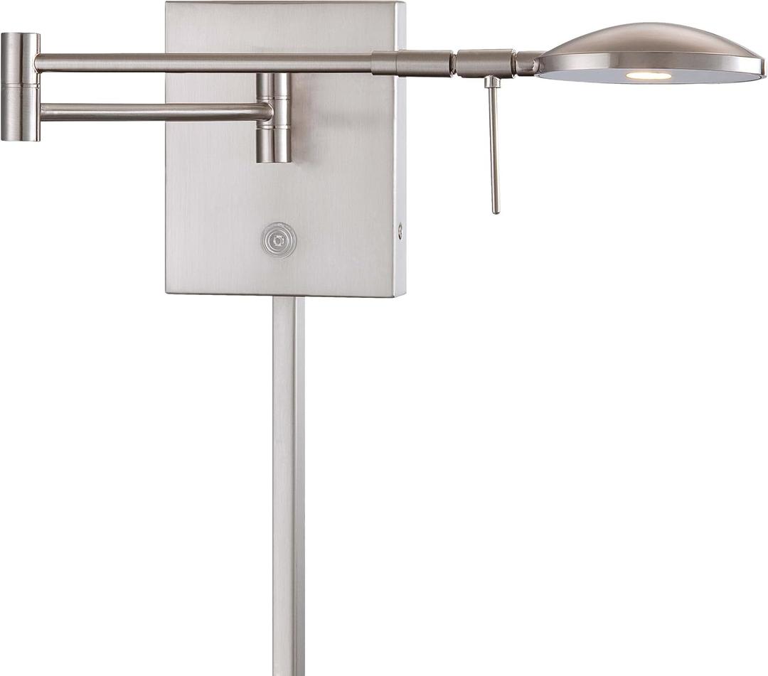 GEORGE KOVACS P4338-084 George's Reading Room LED Swing Arm Wall Lamp, 1-Light, 8 Total Watts, 6.25-in H x 14.75-in W, Brushed Nickel