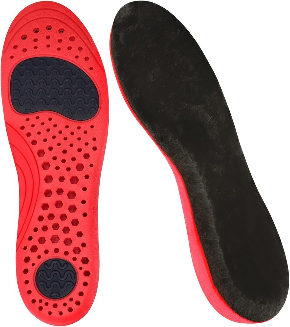 Insoles for Men Women - Thermal Shoe Insoles, Soft Furry Warm Replacement Inserts, Comfort Insole Anti-Shock & Breathable, Suitable for Winter Shoes Boots Sneakers(M) (M: Men:7-9|Women:8-10, Black)