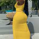 Nimsruc 2 Piece Outfits for Women Sexy Bodycon Skirt Set Summer Casual Matching Sets (Yellow, S)