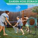 TomCare Garden Hose Holder 4 Spikes Garden Hose Reel Hose Stand Upgraded Water Hose Storage with Tool Hooks Garden Hose Hanger Organizer Holds 160ft Hoses for Outside Yard Lawn, Black