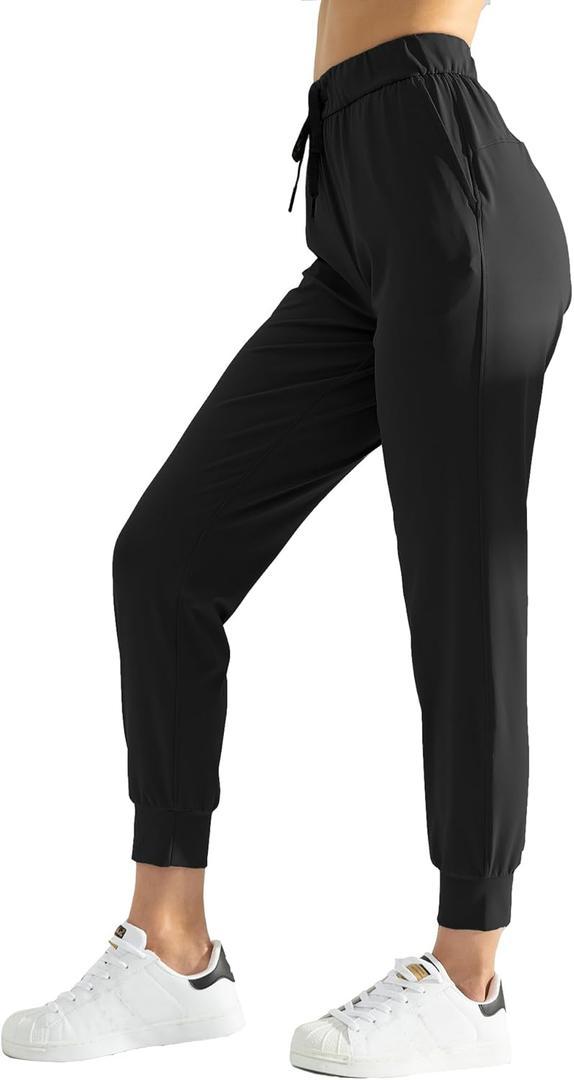 AJISAI Women's Joggers Pants Drawstring Running Sweatpants with Pockets Lounge Wear (Medium, Black)