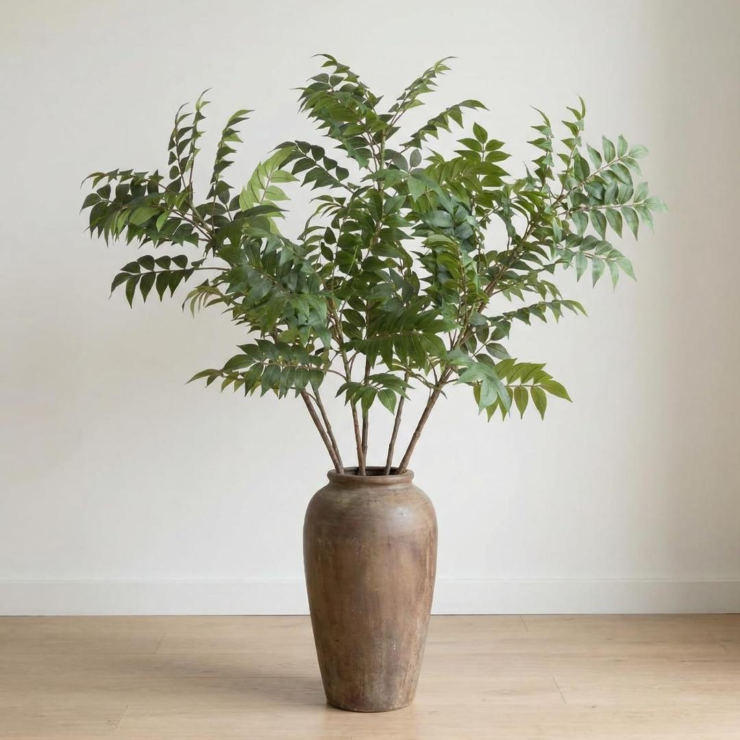 Giegxin 6 Pcs 35.4 Inch Artificial Wisteria Leaves Branches Faux Leaf Spray Green Branches Artificial Greenery Stems Fake Plants Stems for Home Office Vase Filler Wedding Party Decoration Centerpiece