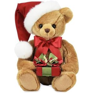 Bearington Christmas Stuffed Animals Christmas Teddy Bear Plush with Santa Hat - Holden Presents 15"