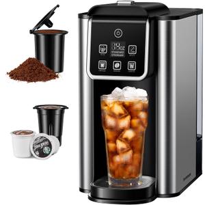 SHARDOR Single Serve Coffee Maker, Hot and Iced Coffee Machine for K Cup Pods & Ground Coffee, 6 to 14 Oz Brew Sizes, with 50 oz Large Water Tank, Removable Drip Tray, Stainless Steel