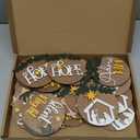 Shellwei 24 Pcs Christmas Nativity Story Wooden Ornaments Set Christmas Religious Scene Hanging Ornaments Bulk Christian Easter Gifts Xmas Tree Decoration Rustic Hanging Gift Tags for Family Crafts