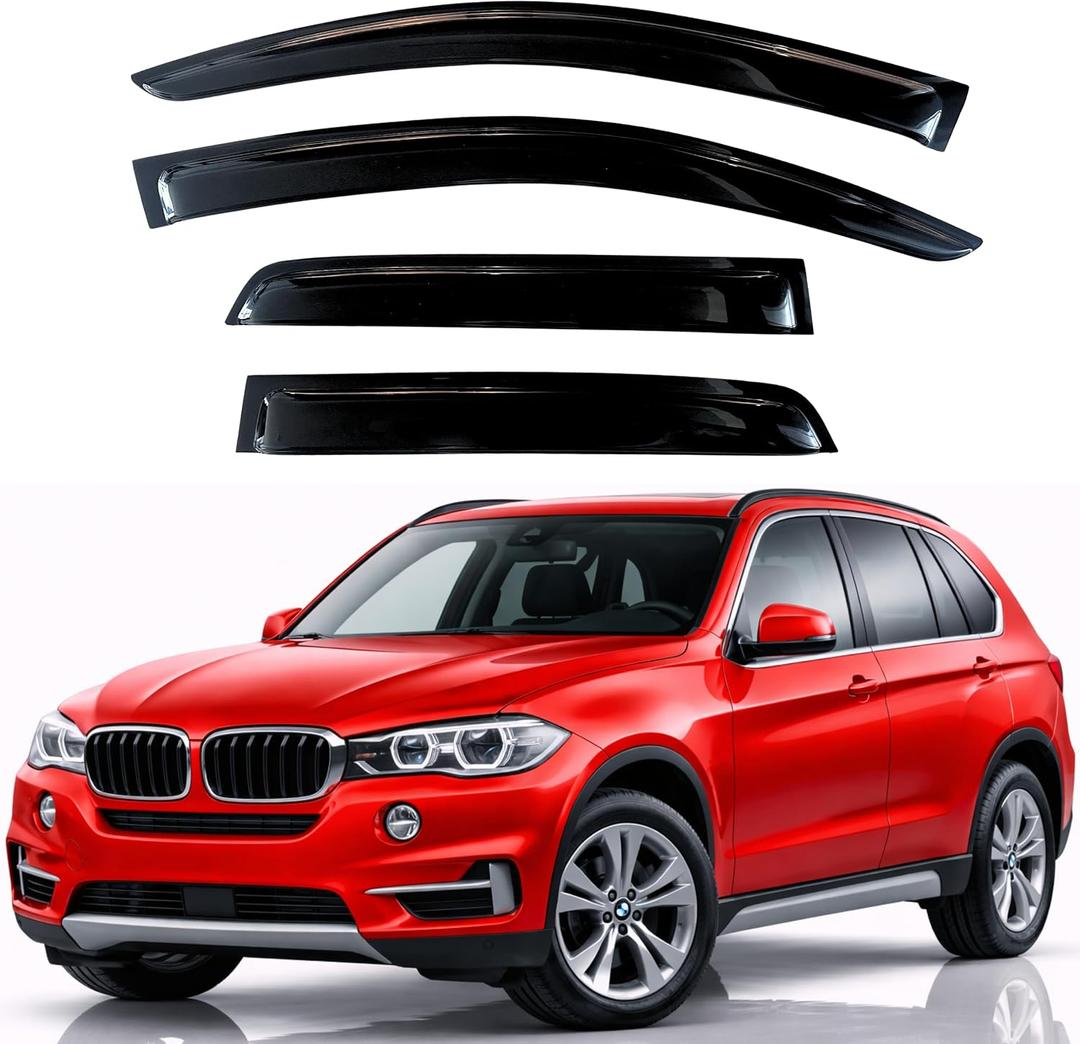 KPY Rain Guards Fit for 2007-2018 BMW X5, Out-Channel Window Visors Vent Wind Deflectors 4PC, Car Accessories for 07-18 BMW X5