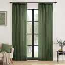 MIULEE Pinch Pleated Olive Green Linen Curtains 96 Inches Long 2 Panels for Bedroom Living Room, Soft Thick Linen Textured Window Drapes Back Tab Hooks Semi Sheer Light Filtering Dark Green Decor (40"W x 96"L (Pack of 2))