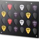 24 Slots Guitar Pick Holder Wall Mountable Guitar Pick Display Case Guitar Pick Holder Guitar Pick Case Gifts for Men, Guitar Players, and Musicians (Black)