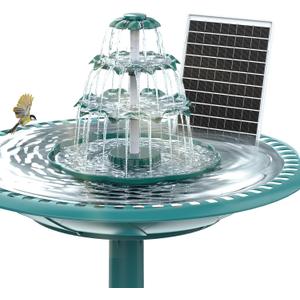 AISITIN 6.5W Solar Bird Bath Fountain with 3 Tiered Bird Bath Upgraded 2025, DIY Detachable Solar Water Fountain Pump with Fixed Equipment for Garden Decoration, Outdoor Bird Feeder and Waterfall (Deep Green)