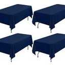 4 Pack Navy Blue Rectangle Tablecloth 60 x 102 Inch for 6 FT Tables, Wrinkle Resistant Washable Polyester Table Cover for Wedding Dining Buffet Parties and Camping, Mantel Blanco Para Mesa Rectangular