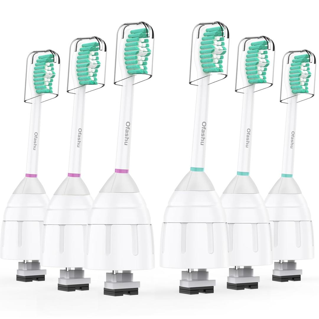 Replacement Heads for Philips Sonicare E-Series - Ofashu Brush Head Compatible with Essence Xtreme Elite Advance 7022 5610 White, 6 Packs Screw-on Electric Toothbrush
