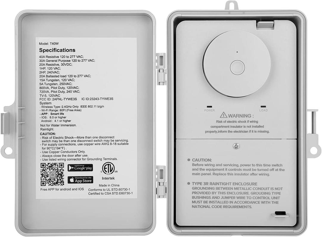 SURAIELEC WiFi Pool Timer, 40 AMP, 1HP 120V, 2HP 240V, Outdoor Indoor Smart Switch, Heavy Duty Pool Controller Light Timer Box for Pump, Water Heater, Spa, Powerful Electrical Appliances