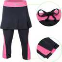 ANIVIVO Women Tennis Skirted Leggings with Pockets, Capris Yoga Leggings with Skirts&Tennis Pickleball Clothing, L
