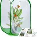 RESTCLOUD Professional Butterfly Habitat Insect Cage Caterpillar Enclosure Pop-up Polyester Bottom for Easier Clean (15.7 x 15.7 x 23.6 inches, Green)