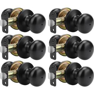 Goldenwarm Black Interior Door Knobs, Matte Black Bedroom Door Knob, Door Knobs Interior Bulk, Privacy Door Knob for Bedroom or Bathroom(6 Pack)