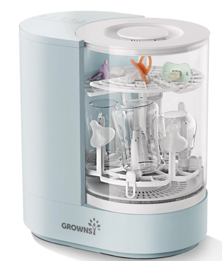 GROWNSY DeepClean Bottle Washer Pro, Baby Bottle Washer and Sterilizer and Dryer, Effortless Washing Machine for Bottle Cleaner, Pump Parts, Pacifiers - Wash, Sterilize and Dry with One Touch (Blue)
