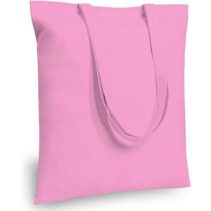 TOPDesign 4-Pack Economical 16"x15" Baby Pink Cotton Tote Bag, Lightweight Medium Reusable Grocery Shopping Cloth Bags, Suitable for DIY, Advertising, Promotion, Gift, Activity