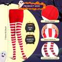 Hicarer 3 Pairs Mardi Gras Striped Tights for Women Elastic Striped Leggings Footed Tights for Mardi Gras Costume White and Red Stripe) (Red)