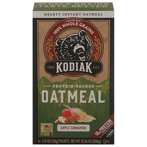 Kodiak Instant Oatmeal Packets, Apple Cinnaamon, High Protein, 100% Whole Grains, 1 box with 6 packets (6 packets) Expo Date 24 Apr 2026