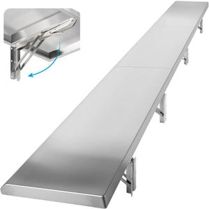Folding Concession Shelf 12" x 96", Spliced Style Drop Down Concession Serving Window, Stainless Steel Folding Shelf Serving Food Shelf for Windows