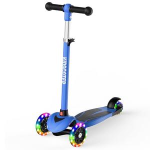 Multicolor Kids Scooter for Ages 3-12, 3 Wheel Lean to Steer Scooter with LED Light-Up Wheels, Adjustable Handlebar, Detachable Easy Storage for Boys & Girls,Blue