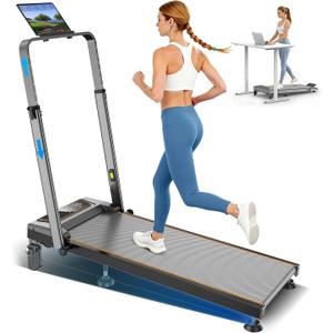 Walking Pad with 12% Incline/Adjustable Height Handle Bar, Upgraded 3.5HP Walking Pad with Handle Bar, 4 in 1 Foldable Treadmill with Incline, Electric Portable Treadmills for Home 350LBS, LED Display