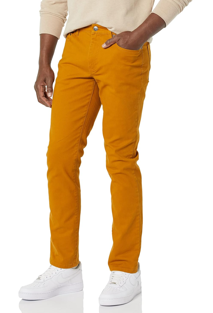 Amazon Essentials Men's Slim-Fit Pants, 5-Pocket Stretch Twill Design 30W, 30L, Gold