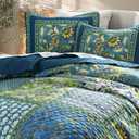 King Quilt Set for Bed - 100% Cotton Quilts Patchwork Comforter Coverlet Bedspread Reversible 90"x104" with 2 Pillow Shams