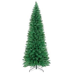 ININ 8FT Slim Pencil Christmas Tree, Artificial Tall Skinny Xmas Tree with 700 Branch Tips, Perfect for Home/ Office/ Party Decoration, Metal Hinges & Foldable Base.(Unlit)