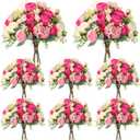 Geosar 8 Bundles Artificial Peonies Flowers Fake Silk Peony Bouquet Faux Peonies Flowers Bulk for Decoration Vase Floral Arrangements Wedding Party Table (Bright Color)