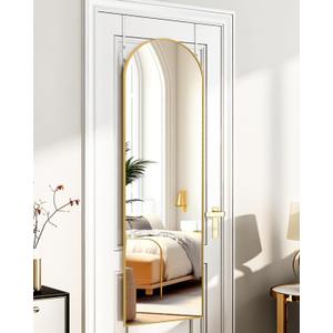 Full Length Mirror Door Hanging, Door Mirror, Full Length Miiror, 48"x14" Bathroom Mirror, Long Mirror for Bedroom Living Room Locker Room (Gold)