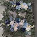 DearHouse 2Pack Artificial Peony Flower Garland - 6ft/Strand Silk Peony Flower Greenery Garland with Fake Willow Leaves for Wedding Ceremony Backdrop Party Table Centerpieces Decor (Blue)