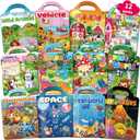 12 Set Reusable Sticker Books for Toddlers 2-4 1-3, Kids 3D Puffy Sticker Activity Books, Birthday Party Favors Goodie Bags Stuffer