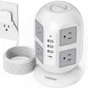 TESSAN Tower Surge Protector Power Strip 10 ft, Long Flat Extension Cord with Multiple Outlets, 8 AC Outlets with 4 USB Ports (1 USB C), Charging Station with Surge Protection, for Home Office Dorm