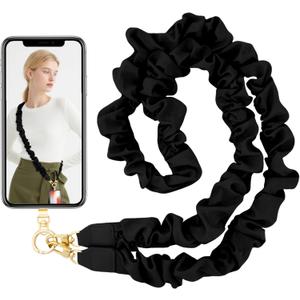 Yiflin Cute Phone Lanyard Crossbody, Scrunchie Cell Phone Strap with Metal Phone Tether Tab, Universal Phone Strap for Women