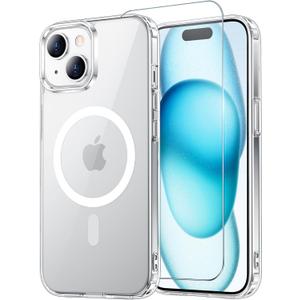 Temdan for iPhone 14 Plus CaseiPhone 15 Plus Case[Compatible with MagSafe] [Military-Grade Drop Protection] [Anti-Scratch] Slim Silky-Soft Touch Translucent Matte Case 6.7 inch, Clear