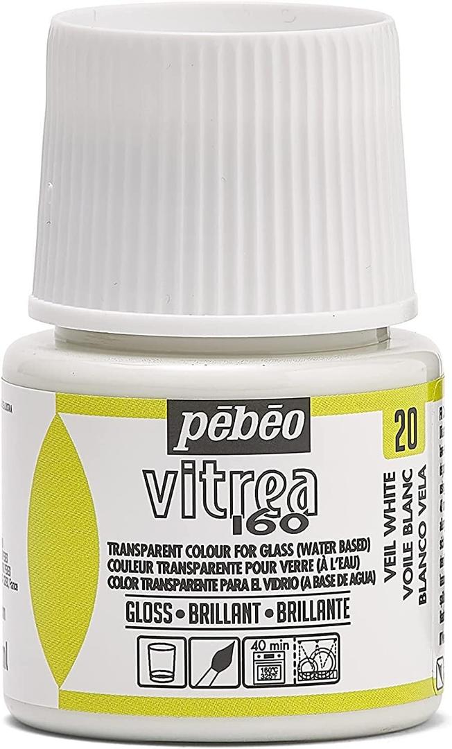 Pebeo Vitrea 160, Glossy Glass Paint, 45 ml Bottle - Veil White