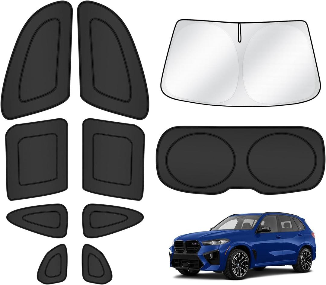 T TGBROS Windshield Sun Shade for BMW X5 2019 2020 2021 2022 2023 2024 2025 Car Window Shades Thicken UV Block and Blackout Privacy Foldable Sunshades 10PCS Accessories Keep Cool Sun Visor Covers